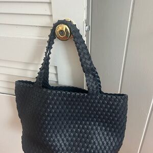 Elegant Navy Woven Tote Bag